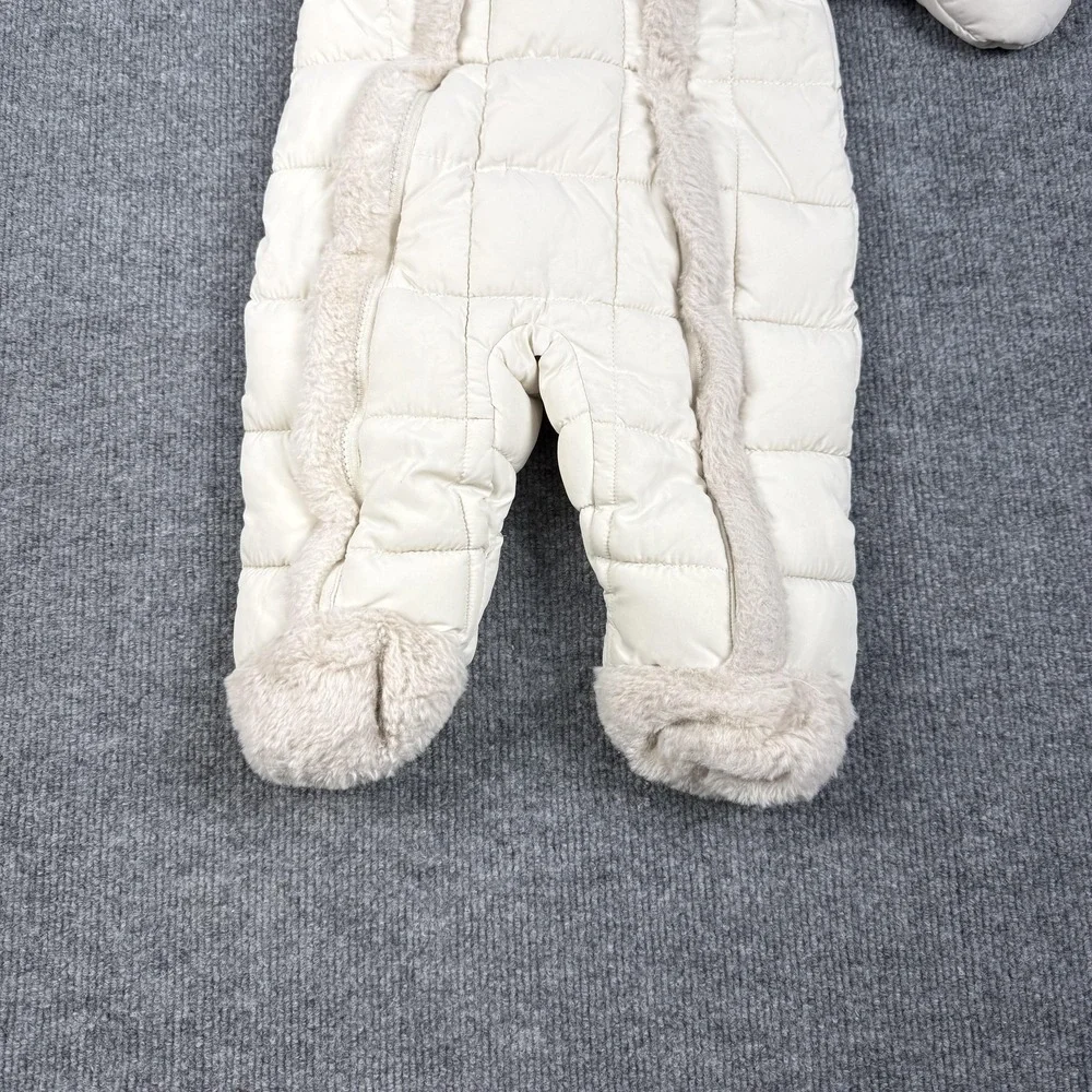 Jessica Simpson Snowsuit Girls 6-9 Months White Puffer Hooded Bear Ears‎ Winter